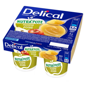Delical Nutrapote dessert pomme poire 4x200 g — complément nutritionnel oral dénutrition et dysphagie