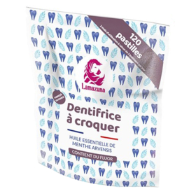 Dentifrice à Croquer - Huile Essentielle de Menthe Arvensis Bio Contient du Fluor - 120 Pastilles