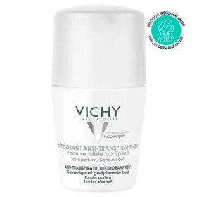 Vichy Déodorant Anti-Transpirant 48H Roll-On Peau Sensible ou Epilée 50 ml