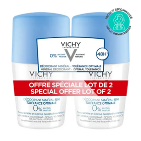 Vichy Déodorant Roll-On Minéral 48H Tolérance Optimale Lot de 2 x 50 ml