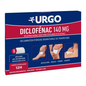 Urgo Diclofénac 140 mg 5 emplâtres médicamenteux – Douleurs musculaires, entorses et foulures, médicament sans ordonnance