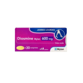Diosmine Jambes lourdes et crise hémorroïdaire 600 mg 30 comprimés Mylan