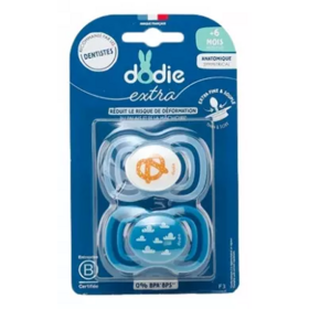 Dodie Extra Sucettes anatomiques +6 mois lot de 2 – sucette anatomique bébé