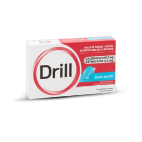Drill Pastilles Sans sucre Maux de Gorge 24 pastilles