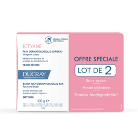 Ducray Ictyane Pain Dermatologique Surgras  2 x 100g