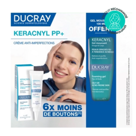 Ducray coffret anti-imperfections keracnyl crème + gel moussant offert peaux grasses & acné