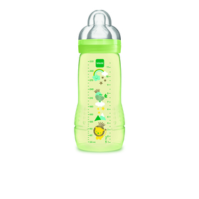 EASY ACTIVE - Biberon 2ème Âge +6 Mois Transparent Motif Vert - 330 ml
