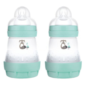 EASY START - Biberon Anti-Colique 0 mois et + Couleur Nature Aqua Débit 0 - 160 ml Lot de 2
