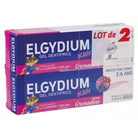 Elgydium Kids Dentifrice Grenadine 3/6 ans 2x50 ml