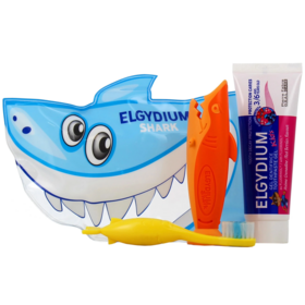 Elgydium Trousse Shark dentifrice enfant 3-6 ans protection caries + brosse à dents