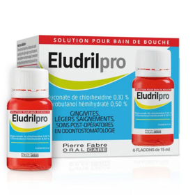 Eludril Pro Bain de bouche Maux de bouche dosettes 6 x 15 ml Flacon Eludril Pro