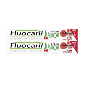 Fluocaril Dentifrice Junior Enfants Fruits Rouges 6 à 12 ans - Lot de 2 x 75 ml