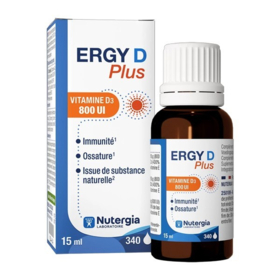 Nutergia Ergy D Plus vitamine D3 800 UI par goutte 15 ml – adultes