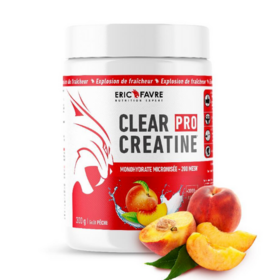 Eric Favre Clear Créatine Pêche – Pot 300 g, créatine monohydrate aromatisée pour efforts intenses