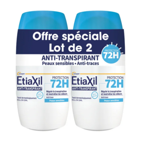 Etiaxil Anti-transpirant protection 72h peaux sensibles 2x50 ml — déodorant roll-on efficacité intense