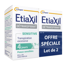 Etiaxil Detranspirant Sensitive Déodorant Roll-on Traitement Excessive Peaux Sensibles 2 x 15 ml