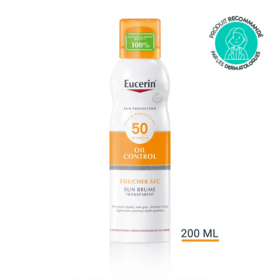Eucerin Sun Protection brume transparente SPF50 peaux sensibles 200 ml – brume solaire corps toucher sec résistante à l'eau