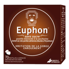 Euphon Erysimum Sans Sucre Maux de Gorge Enrouement 70 pastilles – Médicament pour la gorge