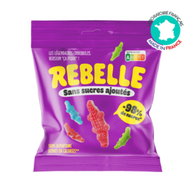 Rebelle Bonbons Crocodiles acidulés 50 g – faible teneur en sucre
