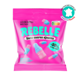Rebelle Bonbons Bouteilles rose et bleu 50 g – faible teneur en sucre