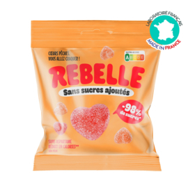 Rebelle Bonbons Cœurs de pêche 50 g – faible teneur en sucre