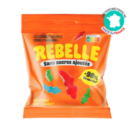Rebelle Bonbons Crocodiles guimauve fruités 50 g – faible teneur en sucre