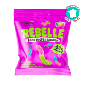 Rebelle Bonbons Halloween Vers acidulés 50 g – faible teneur en sucre