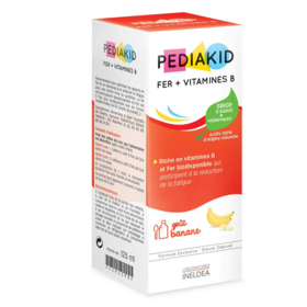 Pediakid Fer + Vitamines B Sirop enfants 125 ml- Goût Banane, Optimise les apports en fer
