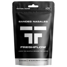 Freshflow Bandes nasales noires 20 unités — écarteur nasal sommeil et sport