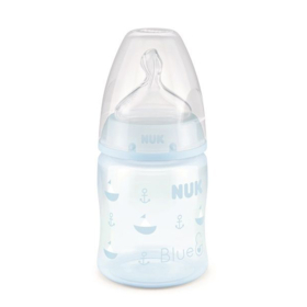 FIRST CHOICE+ - Biberon 0-6 mois Bleu + Tétine Silicone - Température  Control  150 ml