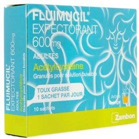 FLUIMUCIL - Expectorant Acétylcystéine 600mg Adultes - 10 sachets