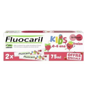 Fluocaril Kids Dentifrice Bi-Fluoré 0-6 ans Fraise 75 ml anti-caries