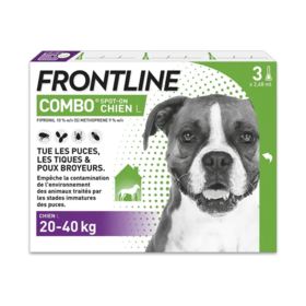 Frontline Combo Spot-On Chien L 20–40 kg – Antiparasitaire externe chien 20–40 kg – Solution pour application cutanée (spot-on) – Boîte de 3 pipettes de 2,68 ml