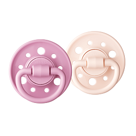 GAÏA - Sucettes Rondes Caoutchouc Naturel Rose Pastel/Violet 0-6 mois - Lot de 2 sucettes