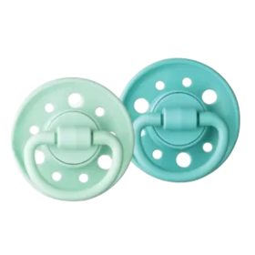 GAÏA - Sucettes Rondes Caoutchouc Naturel Vert/Vert Pastel 6-36 mois - Lot de 2 sucettes 