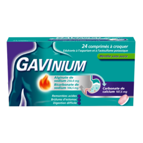 Gavinium 24 comprimés à croquer — médicament sans ordonnance brûlures d'estomac