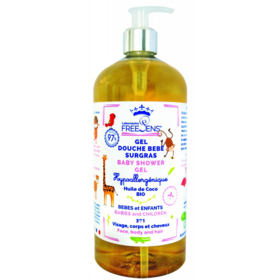 Gel Douche Bébé Surgras 3 en1 - Visage Corps et cheveux - 1 L