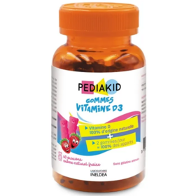 Pediakid Gommes Vitamine D3 Goût Fraise - 60 Oursons enfants dès 3 ans