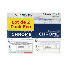 Granions Chrome 250 µg 2 x 60 comprimés – Régulation du sucre & métabolisme glucidique