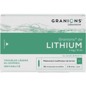 Granions de Lithium 2 ml Sommeil - 30 ampoules buvables