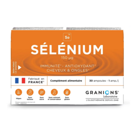 Granions de Sélénium 2 ml Muscle & Peau 30 ampoules buvables – Médicament d’oligothérapie anti-oxydant