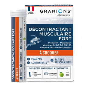 Granions Décontractant Musculaire Fort – 30 comprimés à croquer – Magnésium, plantes & vitamines
