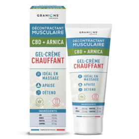 Granions Décontractant Musculaire Gel-Crème Chauffant – CBD + Arnica – 100 ml