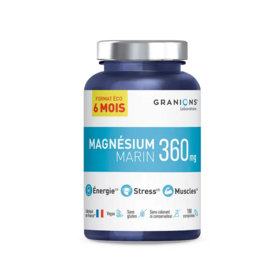 Granions Magnésium Marin 360 mg 6 mois 180 comprimés – Anti-fatigue, stress et équilibre nerveux