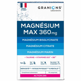 Granions Magnésium Max 360 mg 90 comprimés – complément alimentaire fatigue physique et mentale
