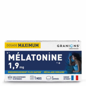 Granions Mélatonine 1,9 mg 30 comprimés – Endormissement rapide et jet lag
