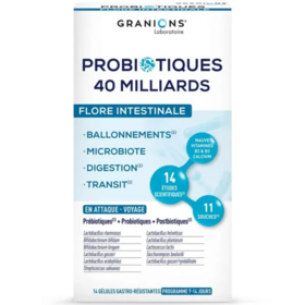 Granions Probiotiques 40 milliards flore intestinale 11 souches — 14 gélules équilibre microbiote