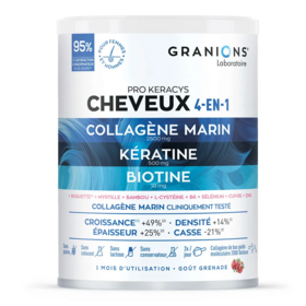 Granions Pro Keracys Cheveux 4 en 1 collagène, kératine, biotine poudre 300 g