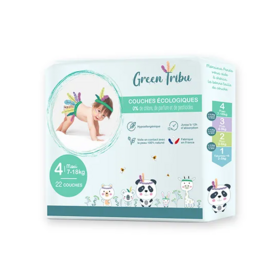 Green Tribu Couches écologiques bébé maxi T4 (7-18 kg) – 22 couches bébé écologiques