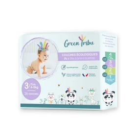 Green Tribu Couches Écologiques Taille 3 (4-9 kg) – 26 couches